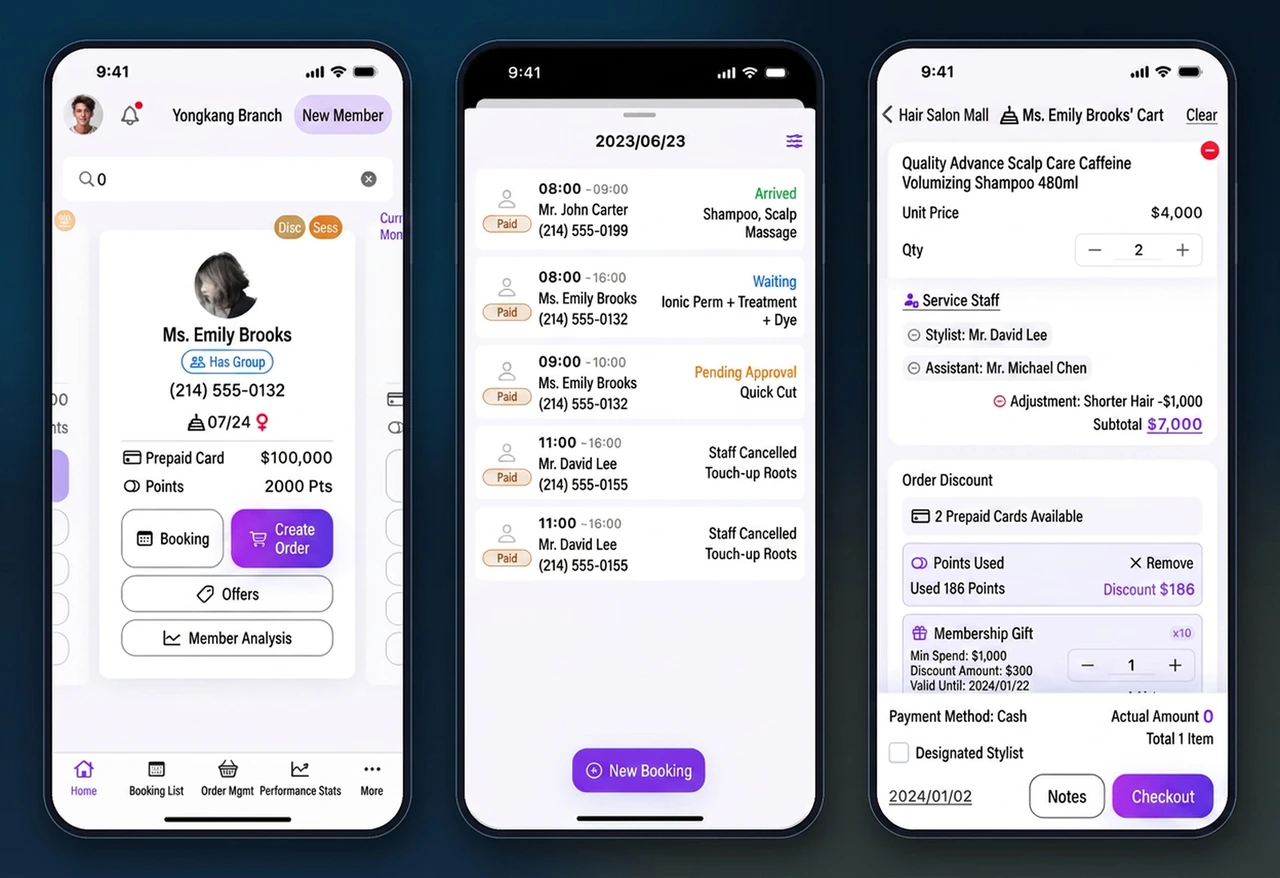 連鎖門店雲端 POS 導入|ACubeDT 案例實績 連鎖門店雲端 POS 導入-會員卡片、當日預約狀態與購物車結帳三步在同一 APP 完成